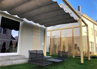 Pergola narożna Roleta rzymska Rozsuwane zadaszenie tarasu
